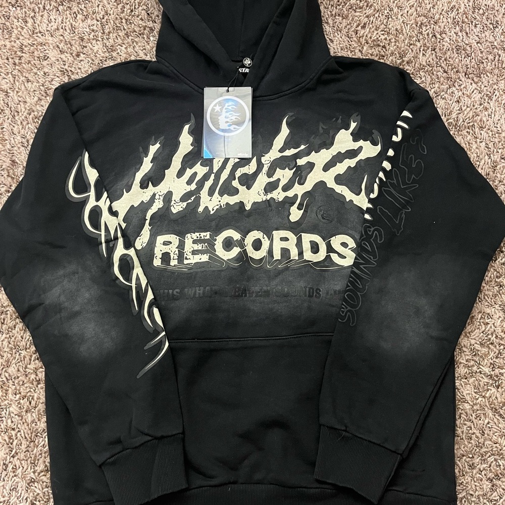 Black Hoodie with Graphic Print hellstar brand new